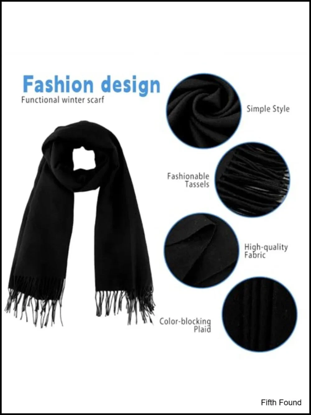 Oversized Soft Warm Winter Scarf Shawl Wrap with Tassels